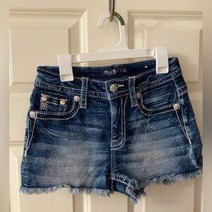 Miss Me Dark Blue Jean Shorts